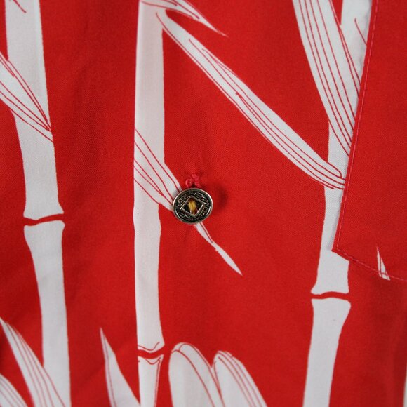 Vintage Hawaiian Shirt - Red and White Bamboo Pattern - Men's Small - Picture 5 of 10